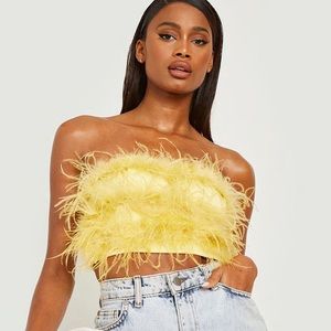 NWT White Feather Crop Top